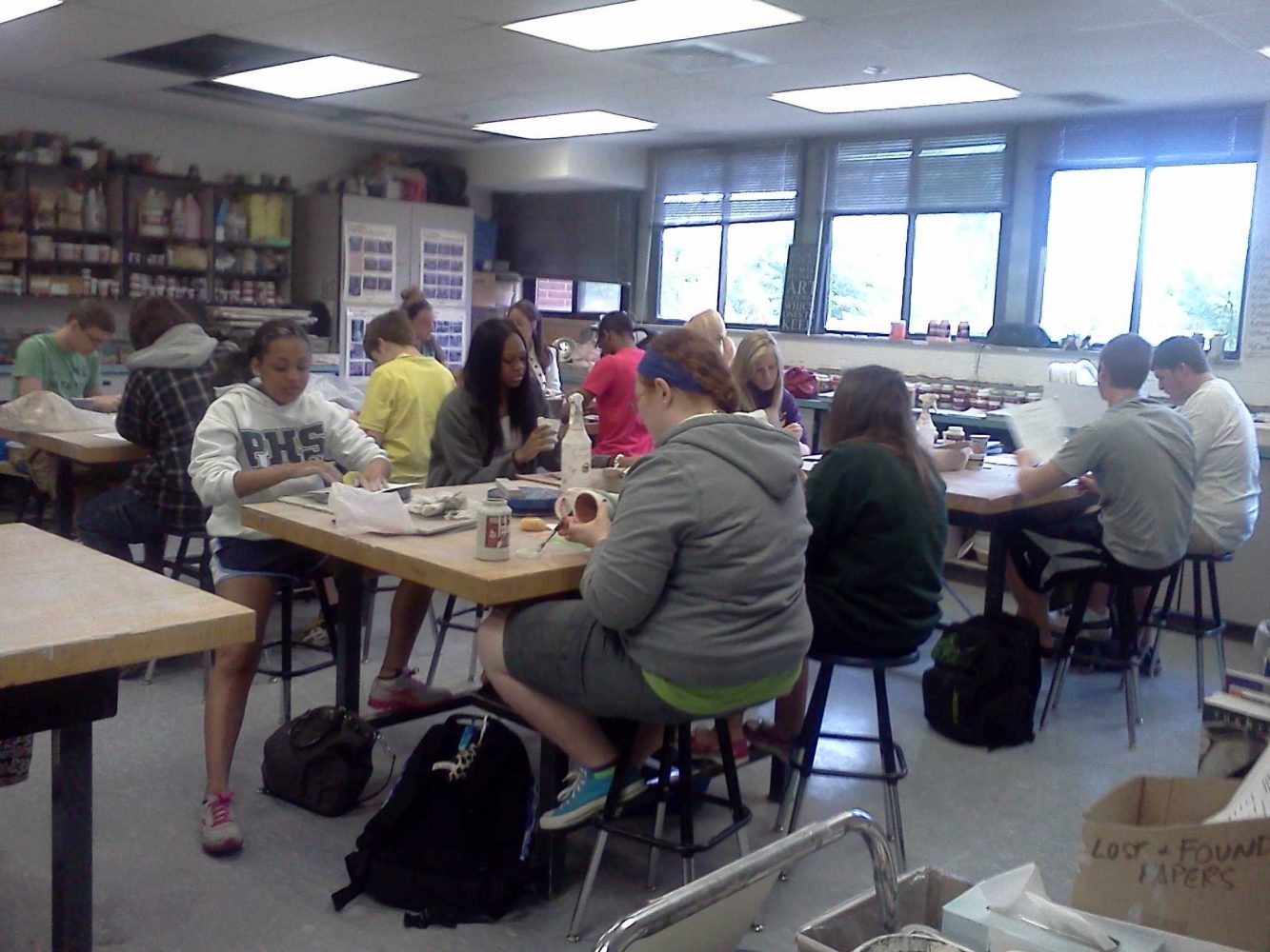 Students in Mr. Faders second hour working on their tea bowl projects.