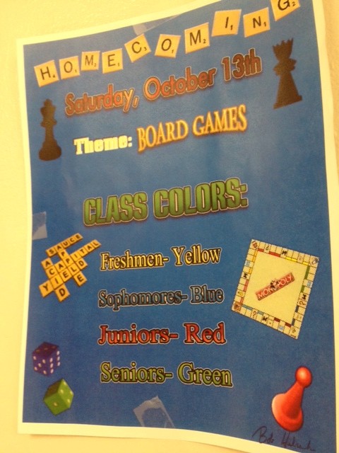 A list of class colors for Homecoming 2012.