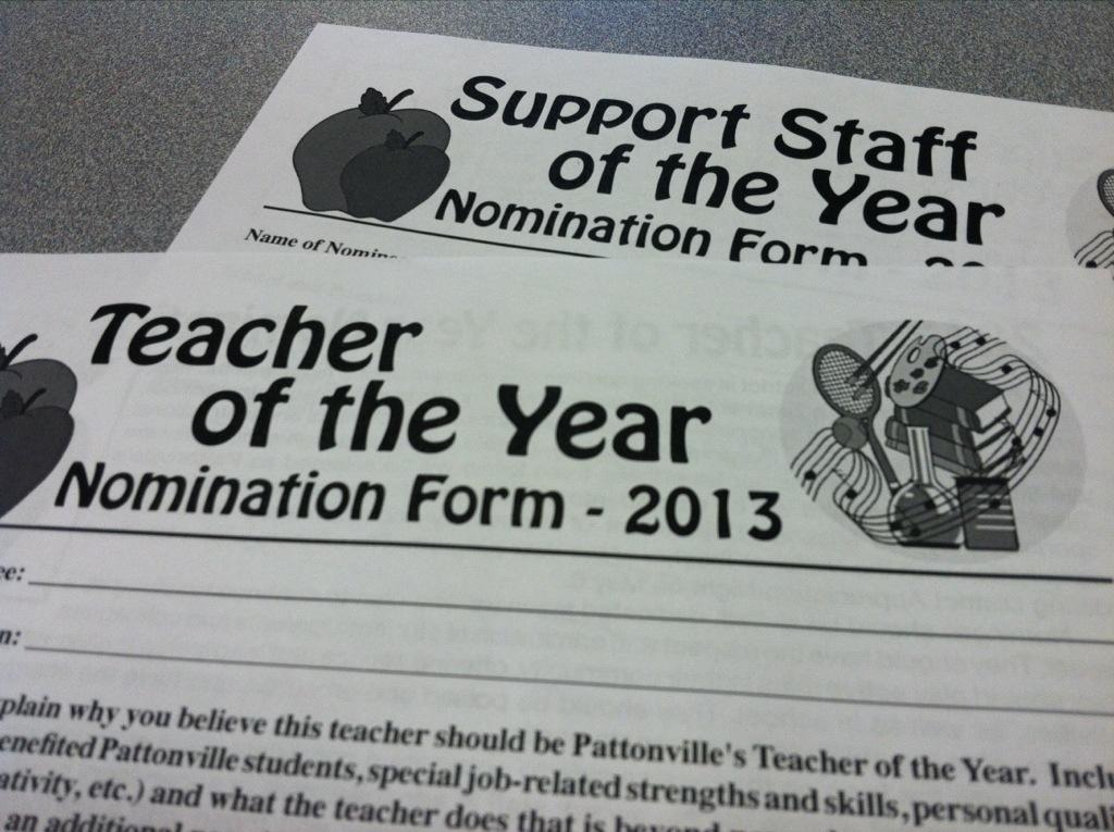 Support Staff and Teacher of the Year Nominations now being accepted