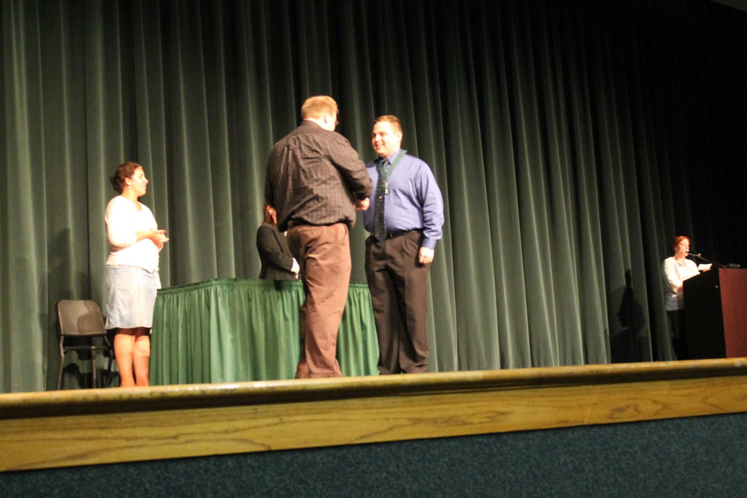File photo from the 2013 MVP Awards. Students who get selected as a Most Valuable Pirate are met by the teacher who selected them at the center of the stage and presented a medal. It is unknown what teacher selected the student until the beginning of the award ceremony.