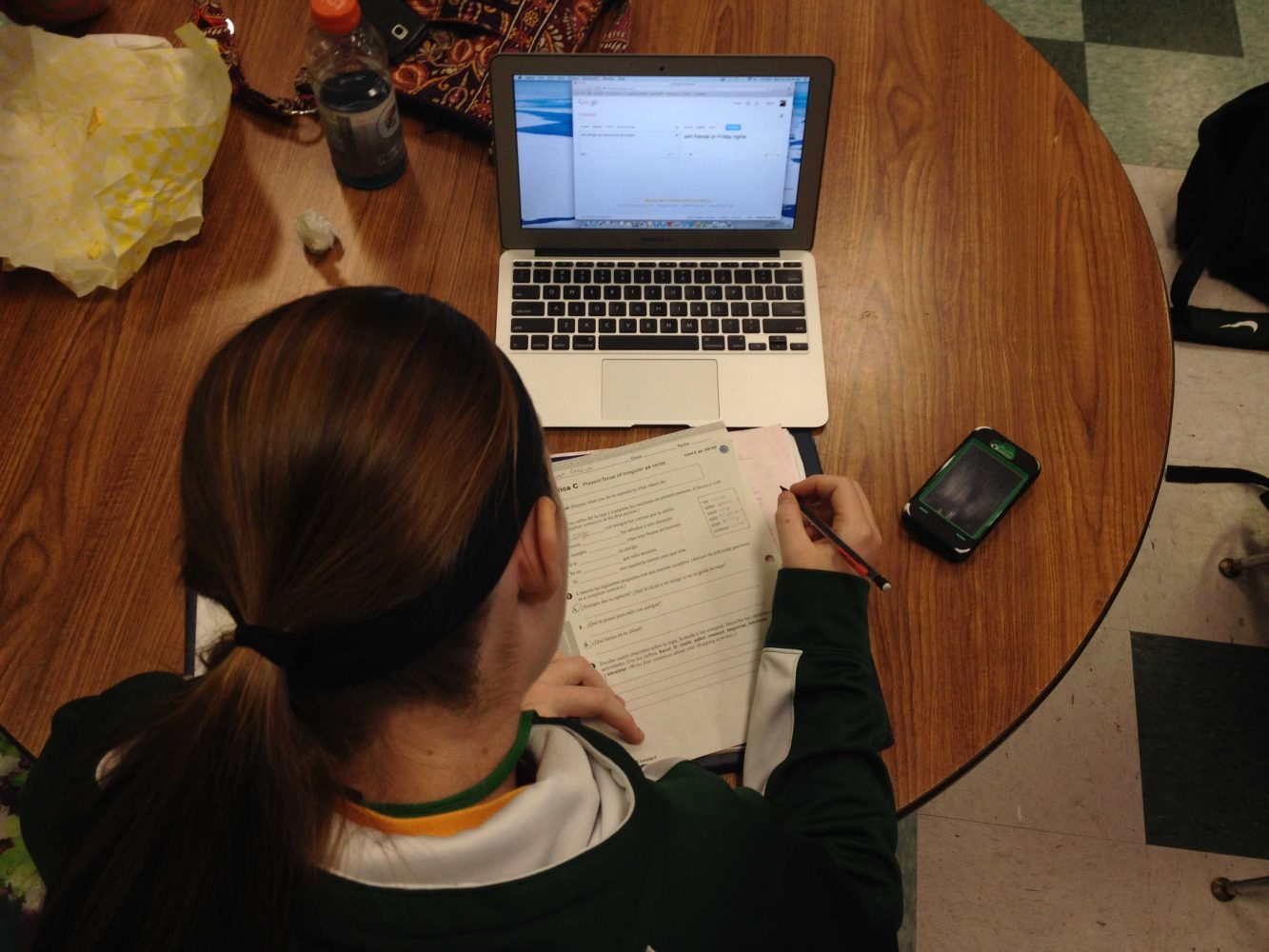 Sarah Cradick studies over her notes during an Academic Lab as finals week approaches.