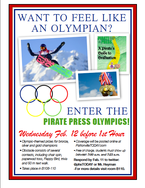 Pirate Press Olympics To Take Place Before School on February 12