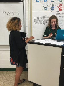 Nadia Maddex discussing Honors Choir Auditions