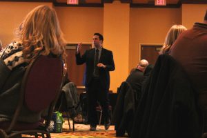George Couros presents his session, 'Leadership Luncheon: Leading Innovative Change."