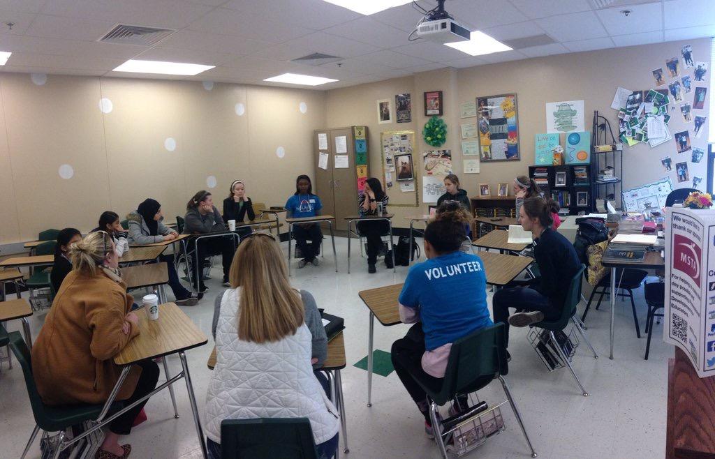 Students lead a session during EdCampSTL at Pattonville High School on Saturday, Feb. 7. (Photo courtesy of @WIT_STL)