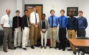 Students in Mr. Jeremiah Simmons Capstone class after talking to district administrators about the app they are in the process of designing.