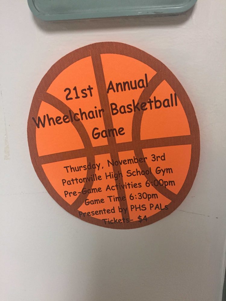 Wheelchair Basketball Game sponsored by PALs is on Nov. 3