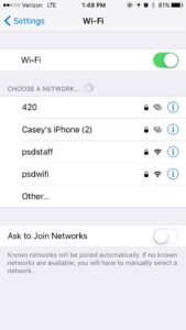Ms. Casey Christensen used her iPhone as a hotspot to connect to the Internet during the outage.