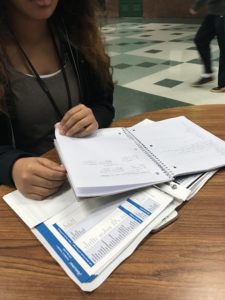 Freshman Talia Sinclair studies for her Spanish final. 