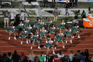 The Varsity Drill Team performs during halftime of the 2016 Homecoming football game.