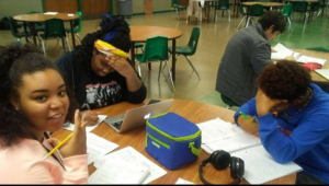 Summer Davis and friends study during the Finals Frenzy.