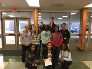 Students involved in Pattonville United take a group picture. They worked with 8th graders from Remington Traditional that visited the high school on Jan. 6 and answered their questions and took them on a tour of the school. 
