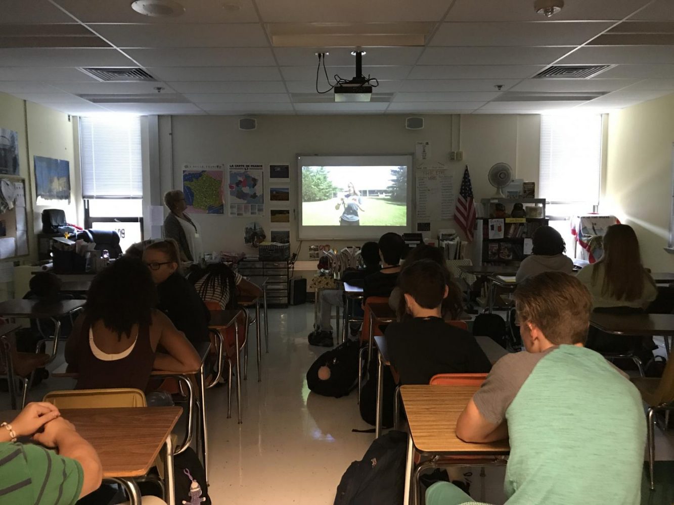 Chabots French 1 class watches a video on eye safety for the solareclipse