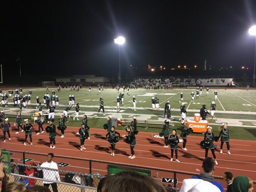 Pattonville Varsity Cheerleaders rally Pattonville on as they take on Hazelwood East in the District Championship. The Pattonville Pirates beat Webster Groves to advance to the District Championship.