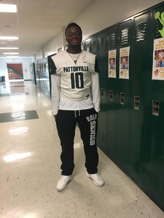 Senior Dakari Streeter wears his jersey to school before the state playoff game against vianney. Vianney beat Pattonvillle in week 1.  This game is probably the biggest game of my life, I just hope we can come out with the W.