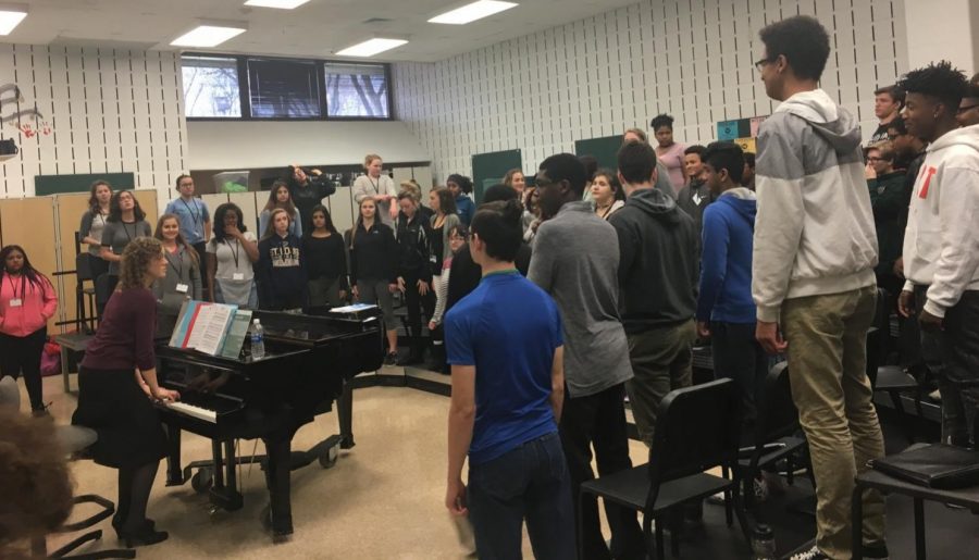 Lamb directs the high school choir
