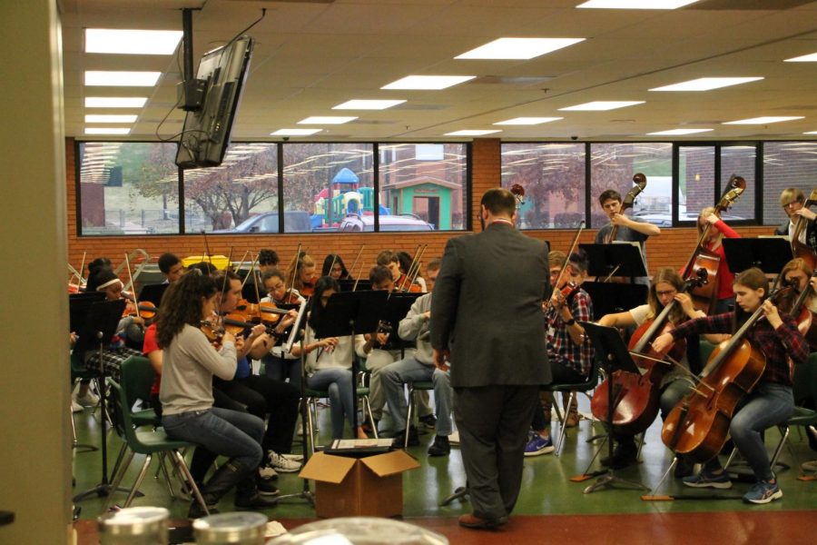 The+orchestra+performs+during+the+Veterans+Day+Breakfast+held+at+the+school+on+Monday%2C+Nov.+12.