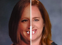 Then and Now: Ms. Katie Funderburk graduated from Pattonville in 2003 and returned to teach at the high school. 