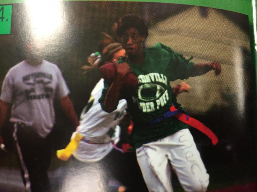 Girls competing in a Powderpuff game over a decade ago