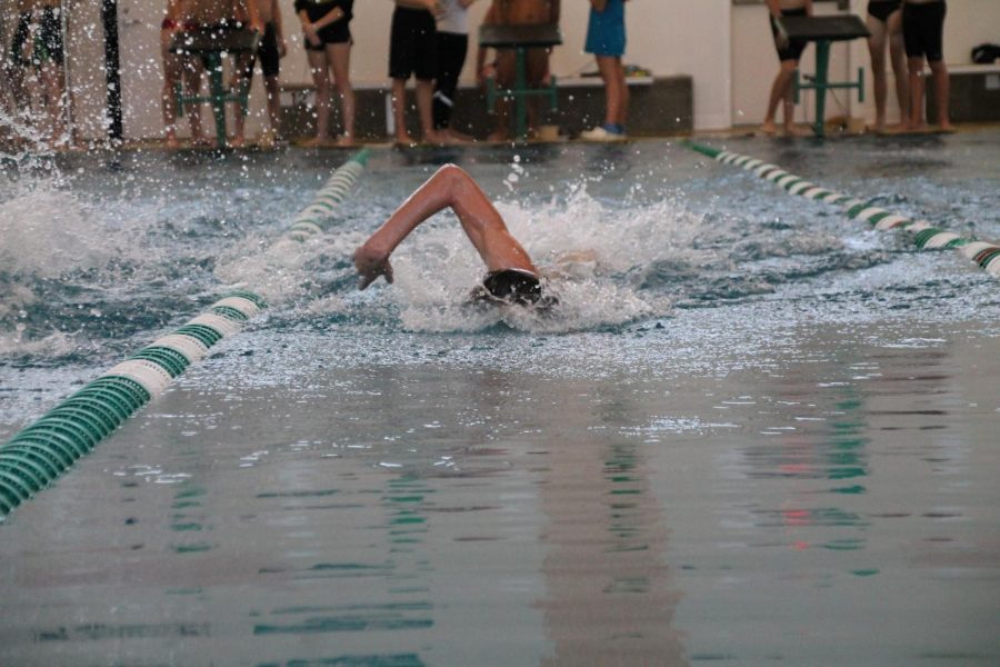 Martin competes in the freestyle event during the meet against Hazelwood West, where he also qualified for state in the 100m breaststroke.