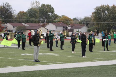 PHS Marching band and color guard perform at halftime  for Boys Varsity soccer game against Parkway West on October 19.  