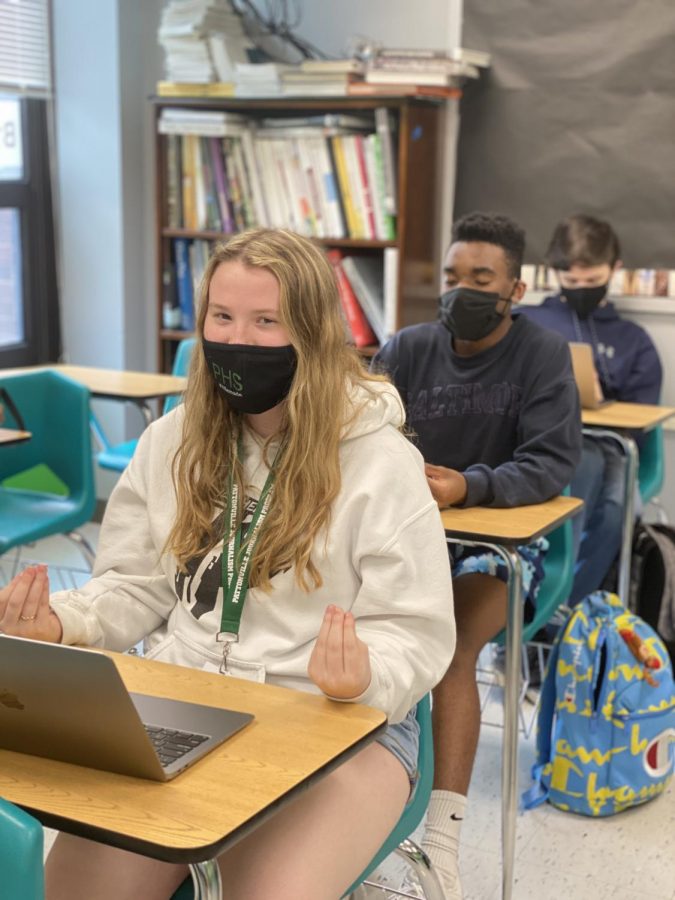 During Pirate Press, Mackenzie Rosenthal, Ian Bailey, and Christian Movick try different techniques to destress.
