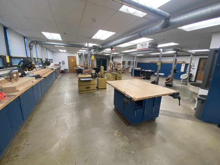 The shop class where students make their projects 