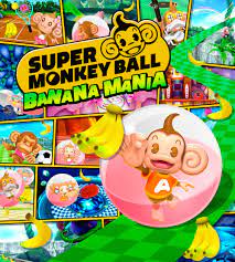 The game cover for Super Monkey Ball: Banana Mania. Fun fact: the cover features little snippets of each level in the game.