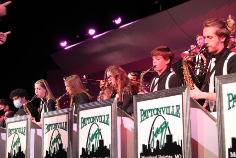 Jazz Ensemble opens the concert on October 26. The concert included all four bands and was the first in-person event since before the pandemic.