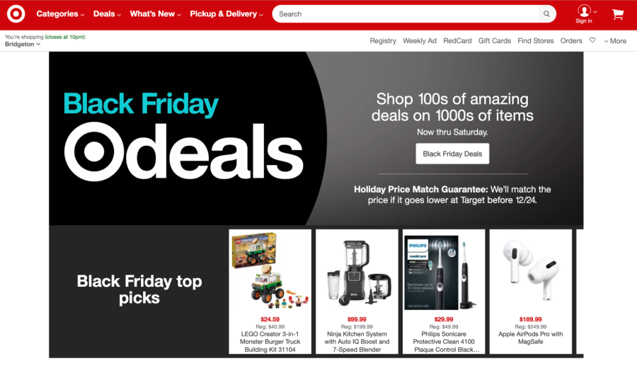 Many stores are offering online Black Friday shopping this year instead of in store shopping. Here's a screenshot of Target's offers.