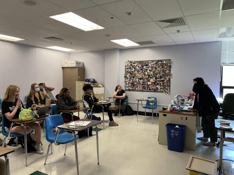 College Prep English works on their final project. After teaching for 28 years, Ms. Beth Moritz plans to retire at the end of the school year, along with seven other teachers at the high school.