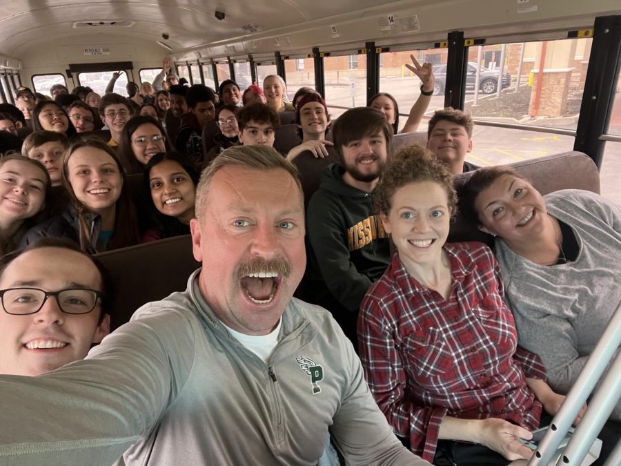 Pattonville High Schools Choir and Orchestra on their way to Chicago to perform. The choir practiced every day and made sure to finetune any little things that would just make the pieces even better, said Devin Scharer. 