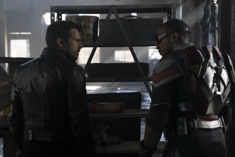 (L-R) Winter Soldier/Bucky Barnes(Sebastian Stan) and Falcon/Sam Wilson (Anthony Mackie) in Marvel Studios THE FALCON AND THE WINTER SOLDIER exclusively on Disney+. (c)Marvel Studios 2020. All Rights Reserved.