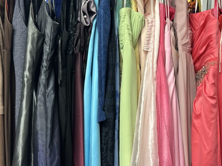 The Closet is organized by sizes, styles, colors, and types of clothing. 
Sweaters are together, jeans are together, Pattonville brand stuff is together, and our prom dresses are all on their own rack, senior Kenedi Jenkins said.
