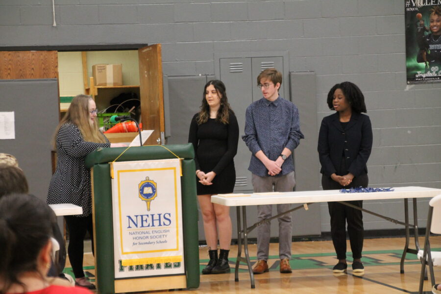 On Thursday, March 2, the Pattonville chapter of the National English Honor Society (NEHS) had their first induction ceremony since 2019. The past three years we havent been able to do an induction ceremony so being able to do it this year was awesome, NEHS president Ava Bearskin said. Within those three years, NEHS got a new sponsor, English teacher, Ms. Jennifer Raymond. I took the reins after the founder of the PHS chapter, Mr. Lopinot, retired, Raymond said.